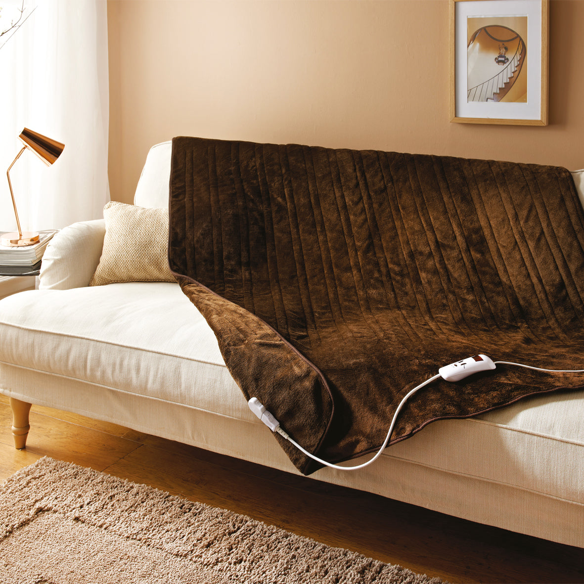 Heated Throw Blanket - Brown