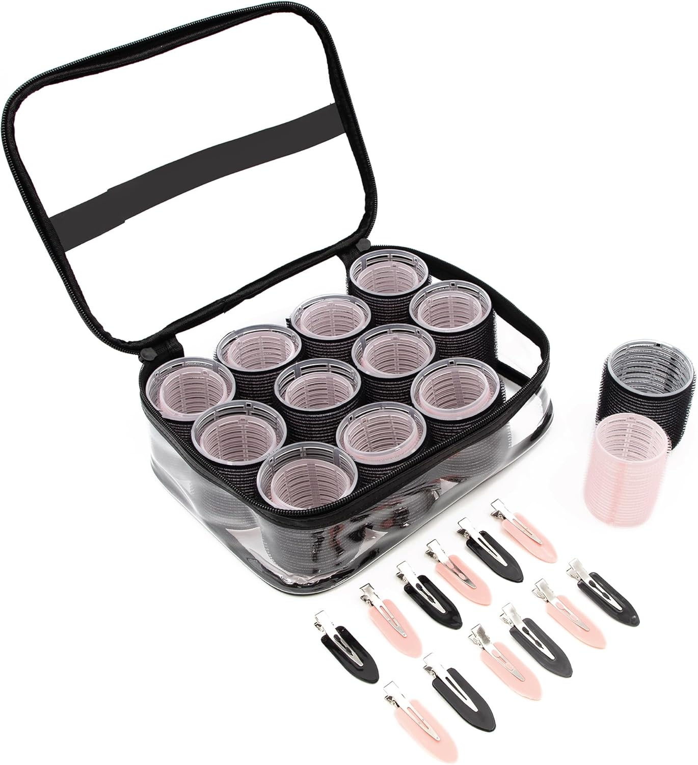 Bauer Heatless Hair Rollers Set with Storage Bag & Creaseless Clips
